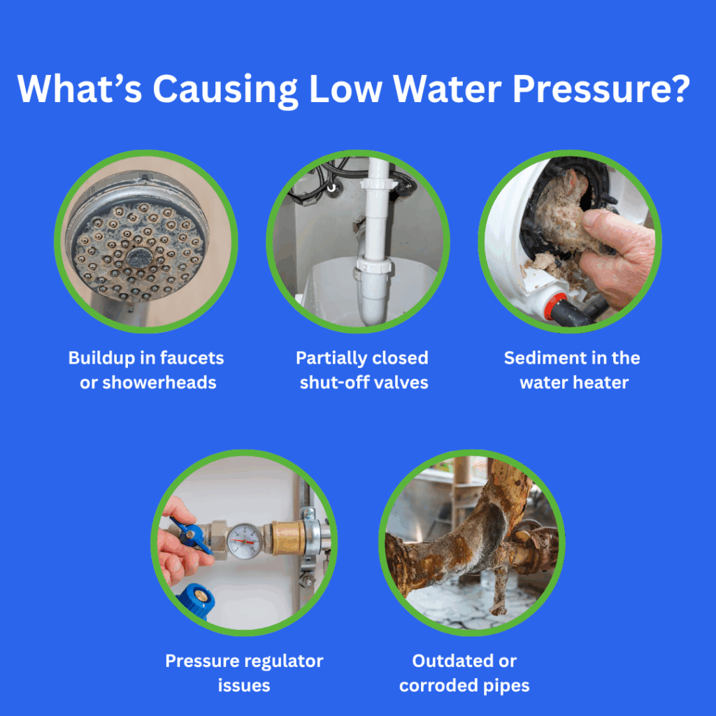 what causes low water pressure in a house