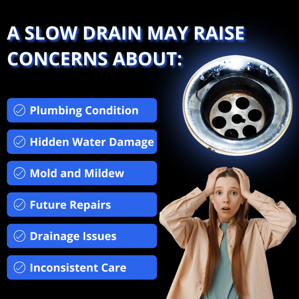 slow drains may raise concern about