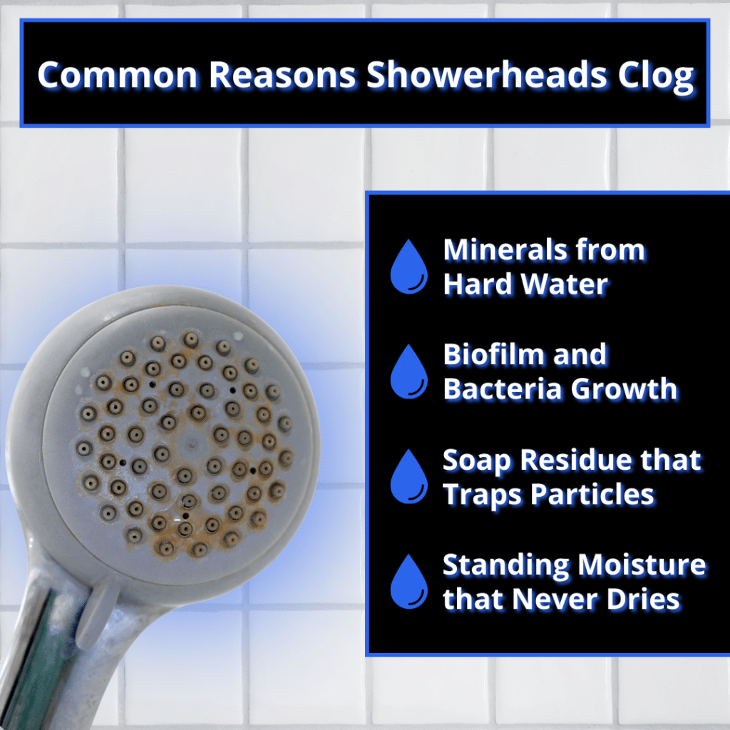 common reasons showerheads clog
